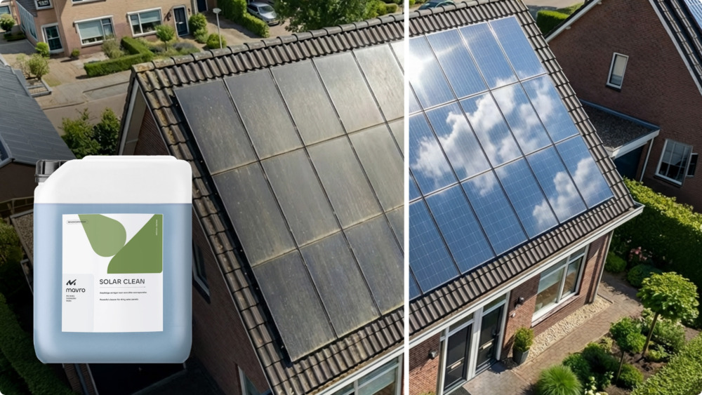 Avant et après le nettoyage des panneaux solaires avec Solar Clean