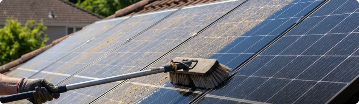 Čiščenje solarnih panelov s krtačo