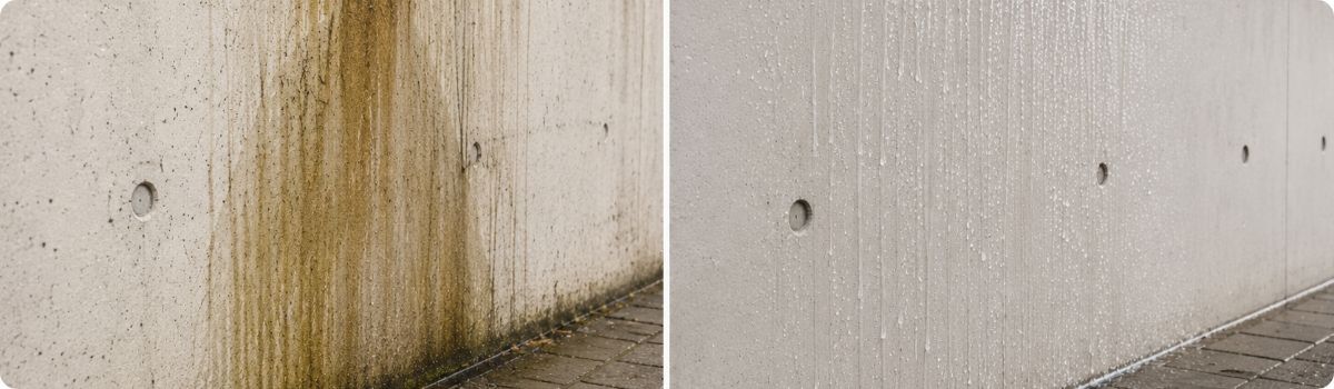 Voor en na het toepassen van Nitoguard Stone 