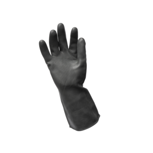 Črne zaščitne rokavice za zaščito pred kemikalijami  - desna rokavica.